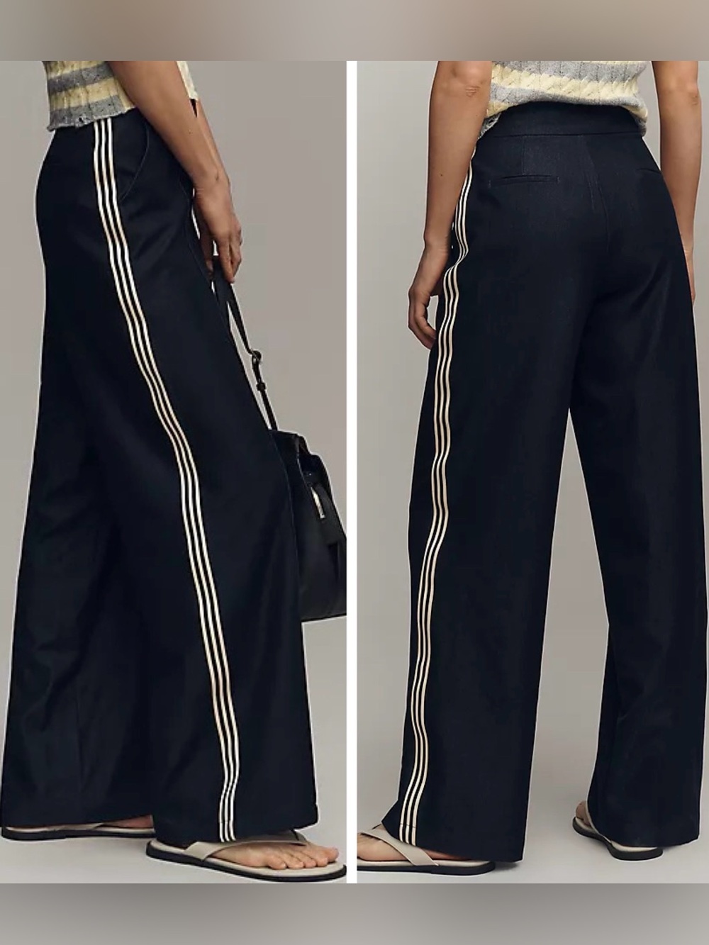 Bishop + Young Tailored Side Strap Wide-Leg Track Pants, Size XXS
